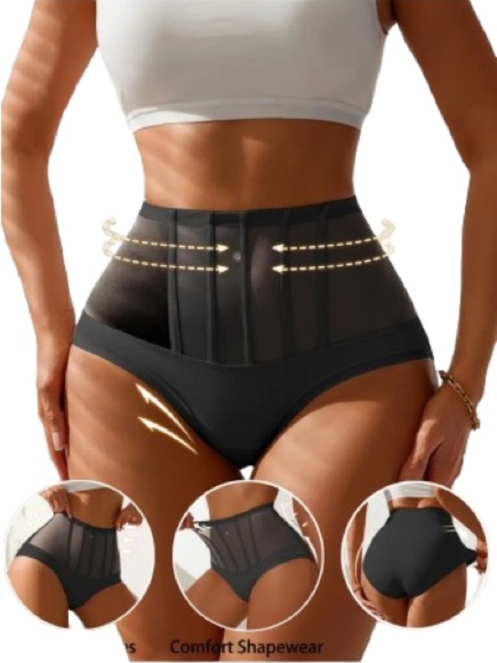 High-Waist Black Shapewear Shorts for Women